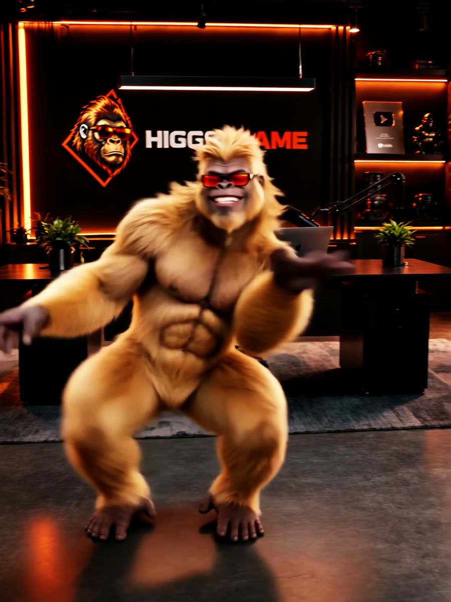 Golden Gorilla dancing in the studio