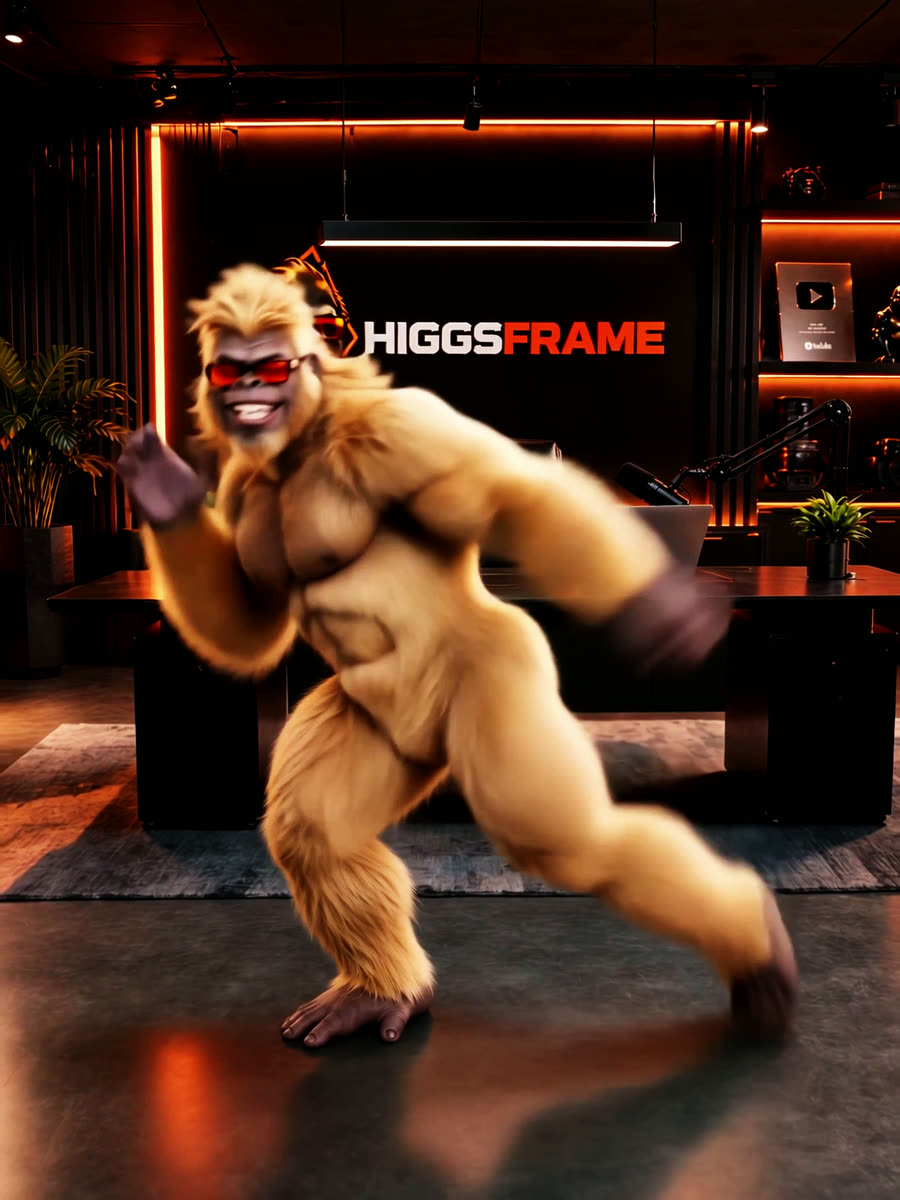 Golden Gorilla dancing in the HIGGSFRAME studio